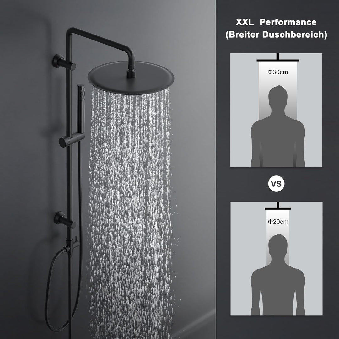 Görbach Regendusche Duschsystem ohne Armatur, Edelstahl Duschset mit 92cm Duschstange, XXL Überkopfb