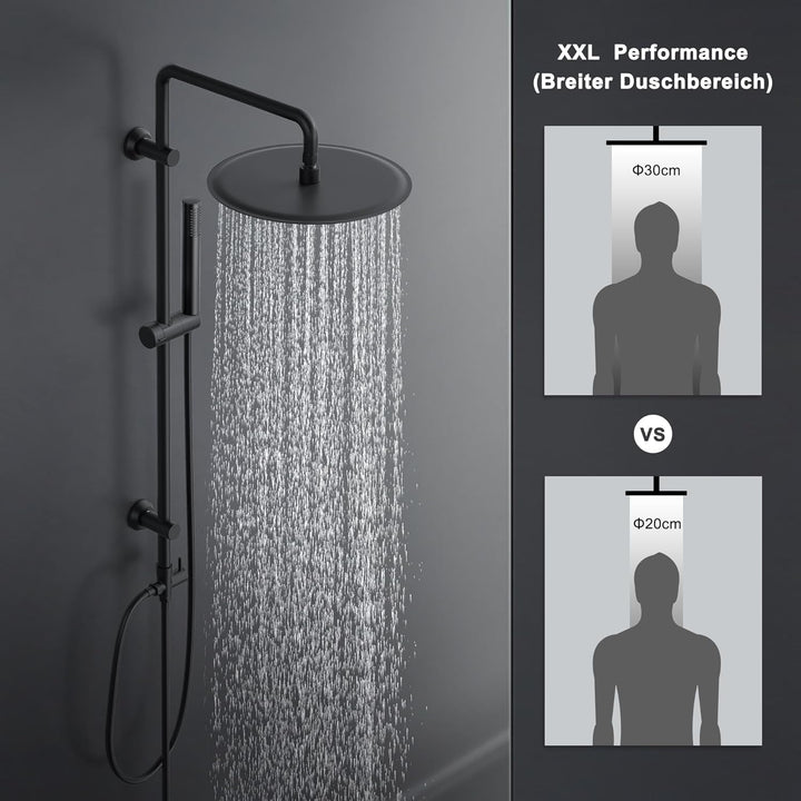 Görbach Regendusche Duschsystem ohne Armatur, Edelstahl Duschset mit 92cm Duschstange, XXL Überkopfb