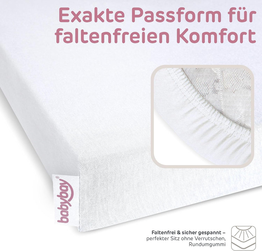 babybay Jersey Spannbetttuch Deluxe passend für die Modell Boxspring XXL, weiss, 105 x 57,5 cm (1er