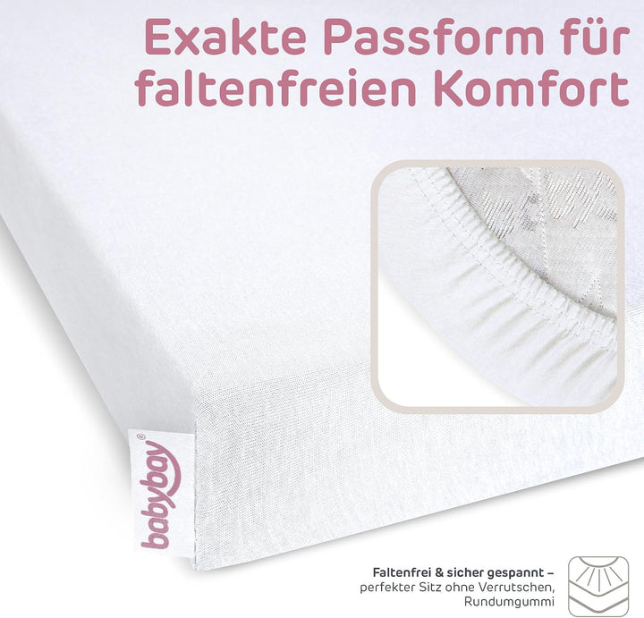 babybay Jersey Spannbetttuch Deluxe Doppelpack passend für Modell Original, weiss Weiss 2 Stück 100%