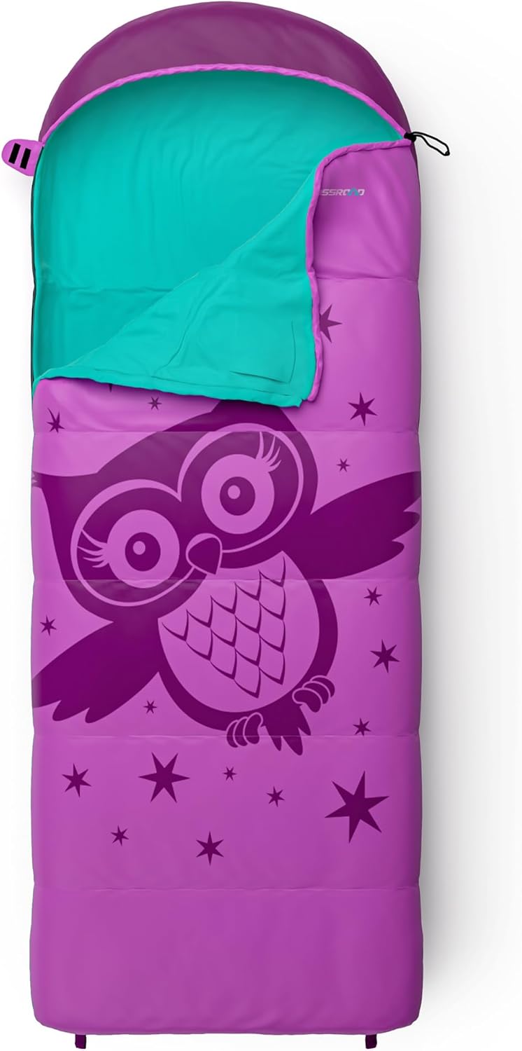 Crossroad Akutan Eule Kinder Schlafsack 170cm - Deckenschlafsack Junior - wasserabweisend - rosa - M
