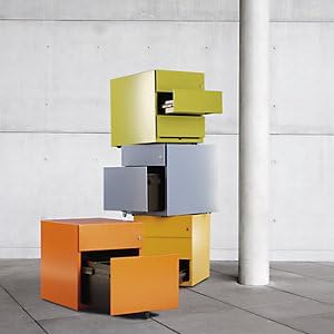 BISLEY Rollcontainer Note mit Griffleiste, 1 Universalschublade, 1 HR-Schublade, Metall, 604 Grün, 5