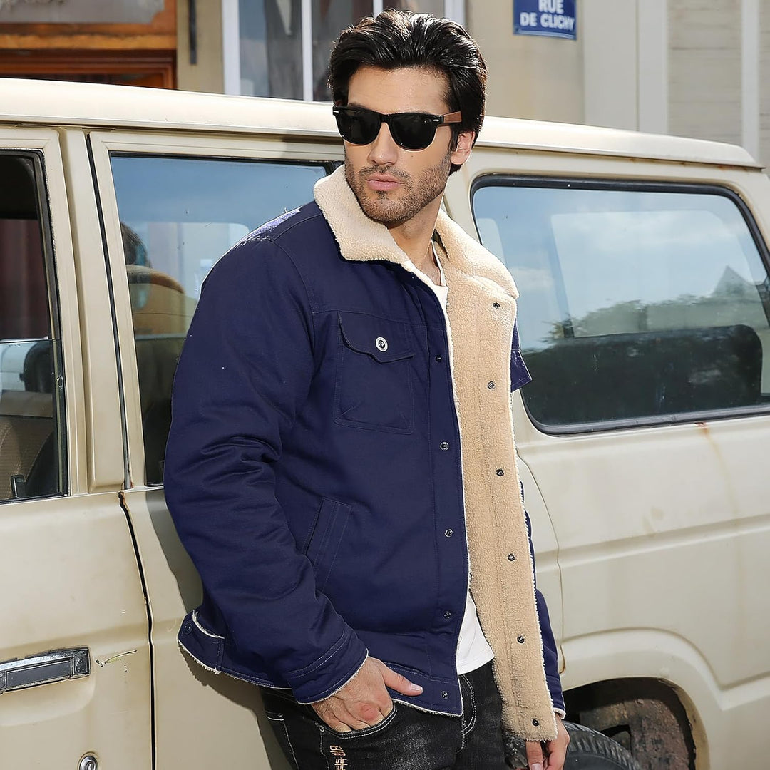 Voqeen Winterjacke Herren Fleece Gefüttert Cargo Jacke Warme Herren Fliegerjacke Militär Winddichte