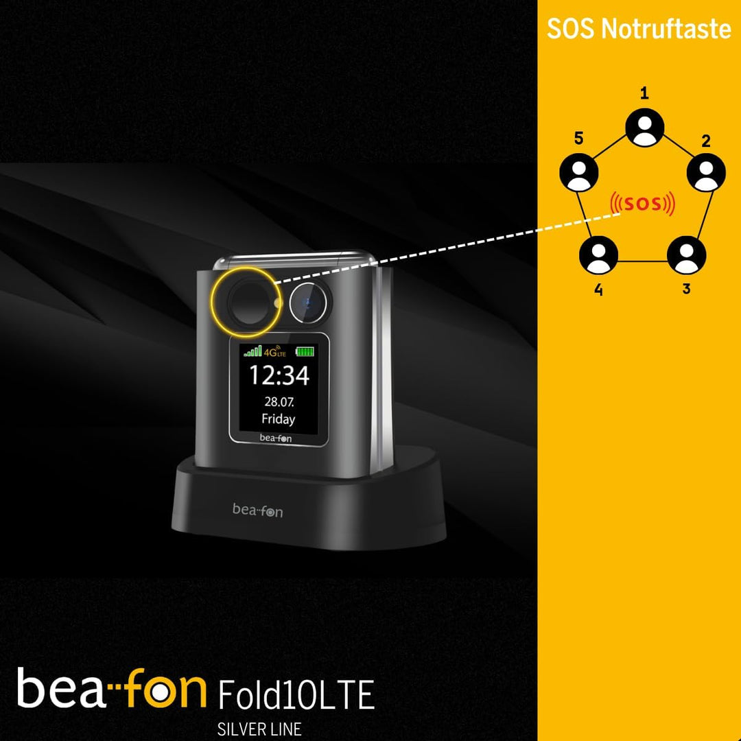 Beafon, Fold10 LTE, Klapphandy, SOS Notruftaste, XL Farbinnendisplay2,2 (5,58cm), XL Farbaussendispa