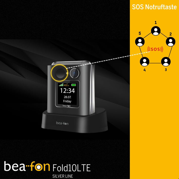 Beafon, Fold10 LTE, Klapphandy, SOS Notruftaste, XL Farbinnendisplay2,2 (5,58cm), XL Farbaussendispa