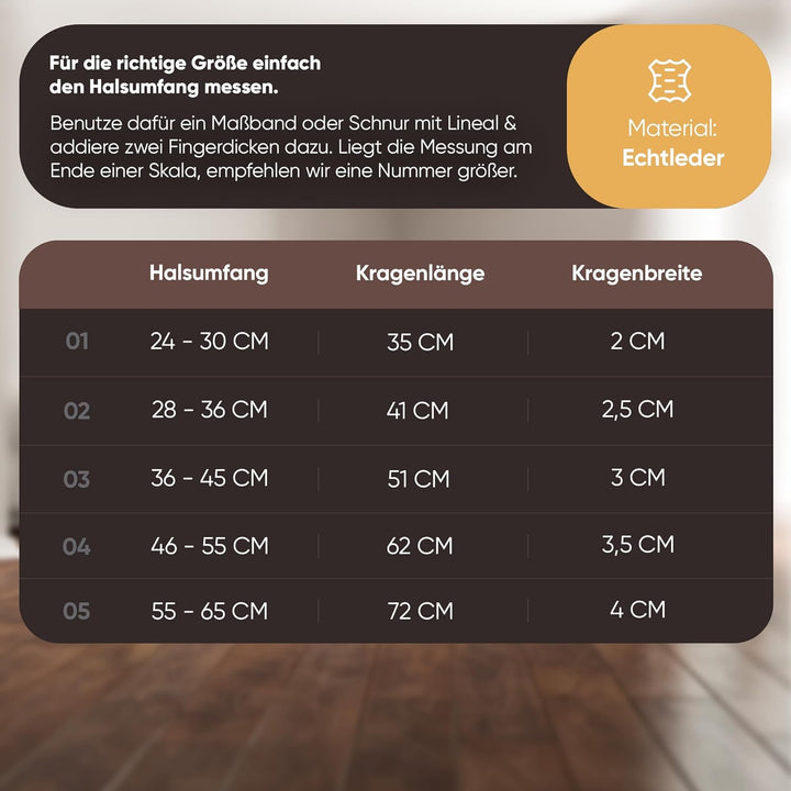 Michur Minimo Hundehalsband Leder, Lederhalsband Hund, Halsband, Braun, Leder, in verschiedenen Grös
