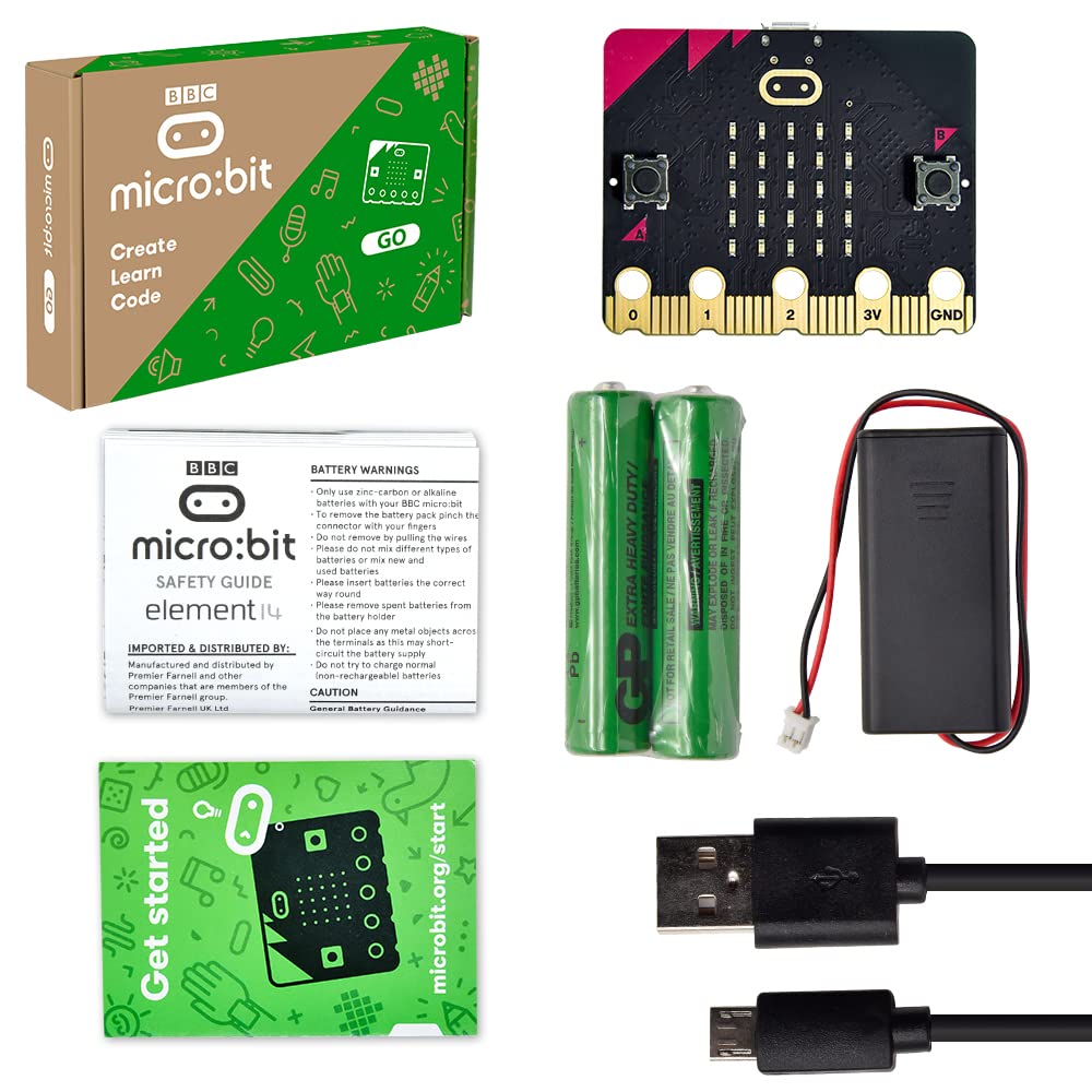 KEYESTUDIO BBC Micro:Bit Go (Microbit V2 im Lieferumfang enthalten) Starter Kit, Programmierung, päd