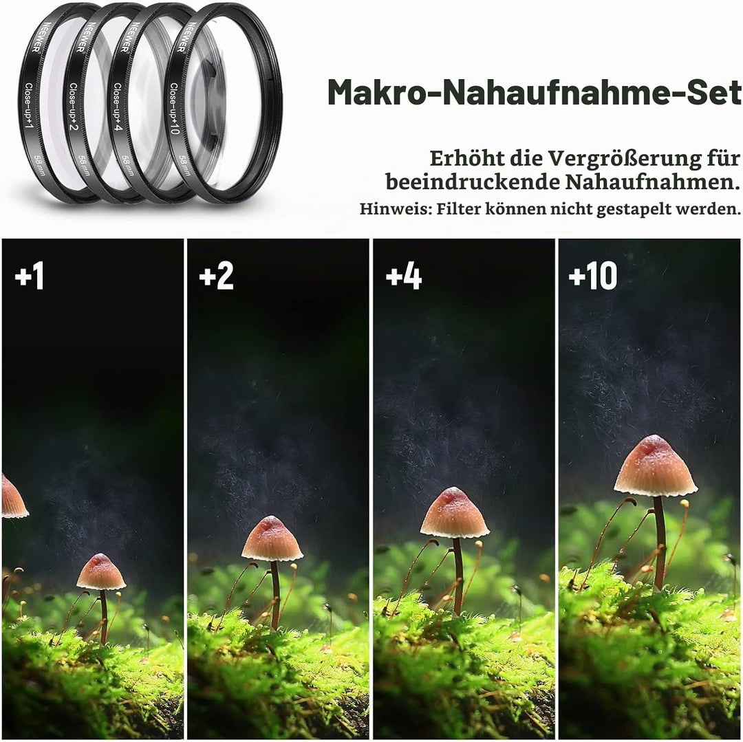 NEEWER 58mm Objektiv und ND Filter Set Weitwinkel/2,2 Fach Teleobjektiv für 18mm 85mm APS C Objektiv