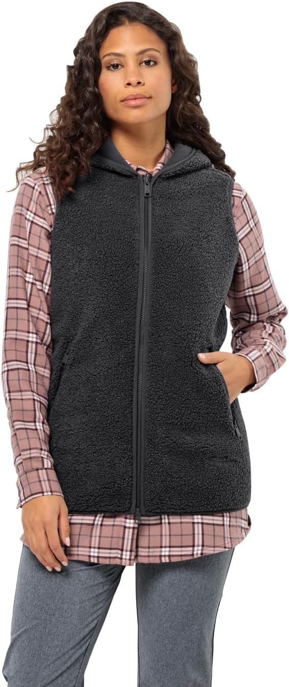 Jack Wolfskin Damen High Curl Long Vest W Fleece-Weste XS Schwarz, XS Schwarz