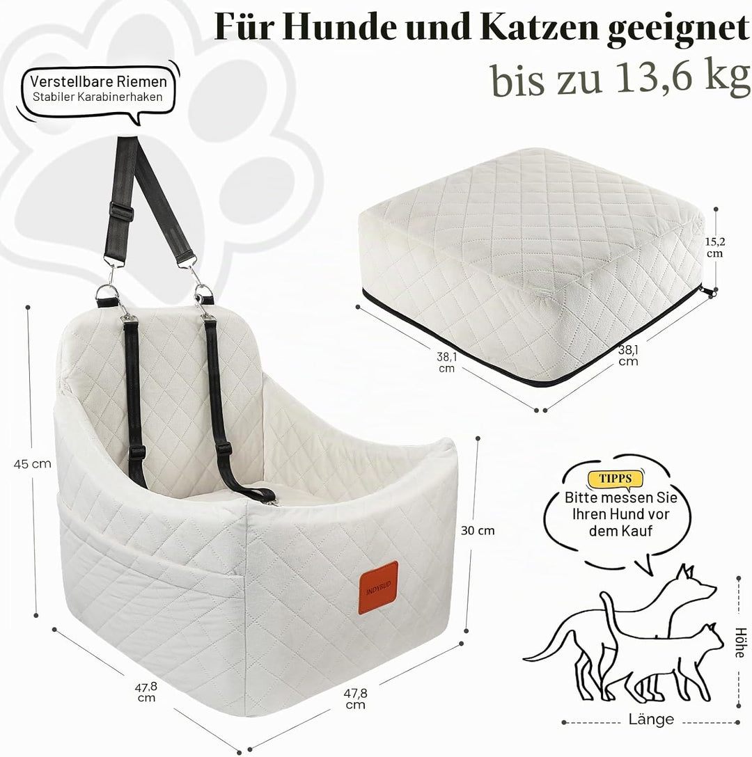 Hunde Autositz für kleine bis mittlere Hunde, Waschbarer hundesitz Auto mit Aufbewahrungstaschen, An