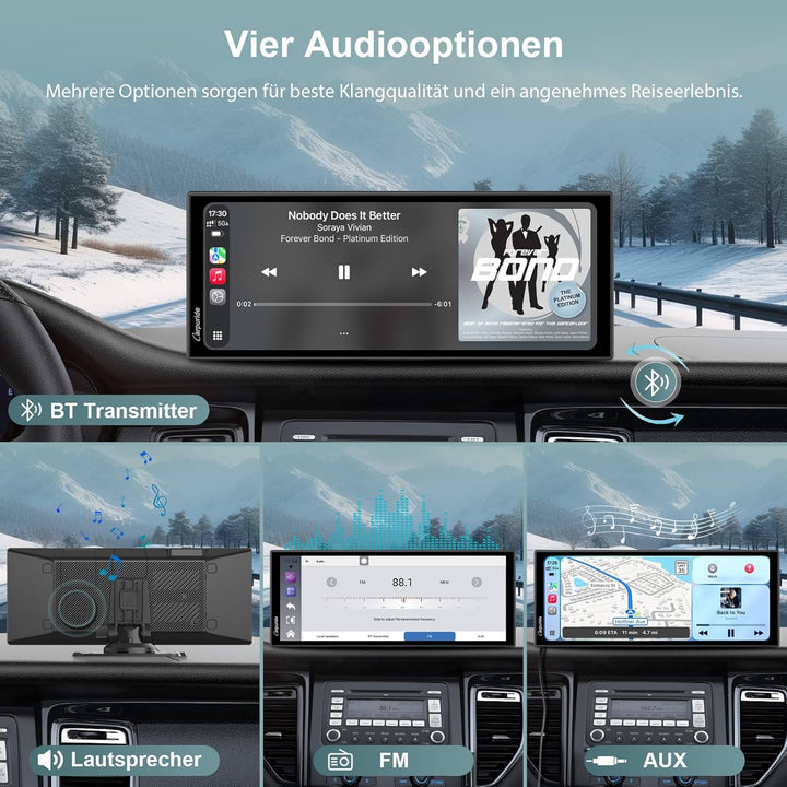 Carpuride W125P Carplay Bildschirm mit Net-Flix YouTube, Kabellos Carplay & Android Auto, 11,26" HD