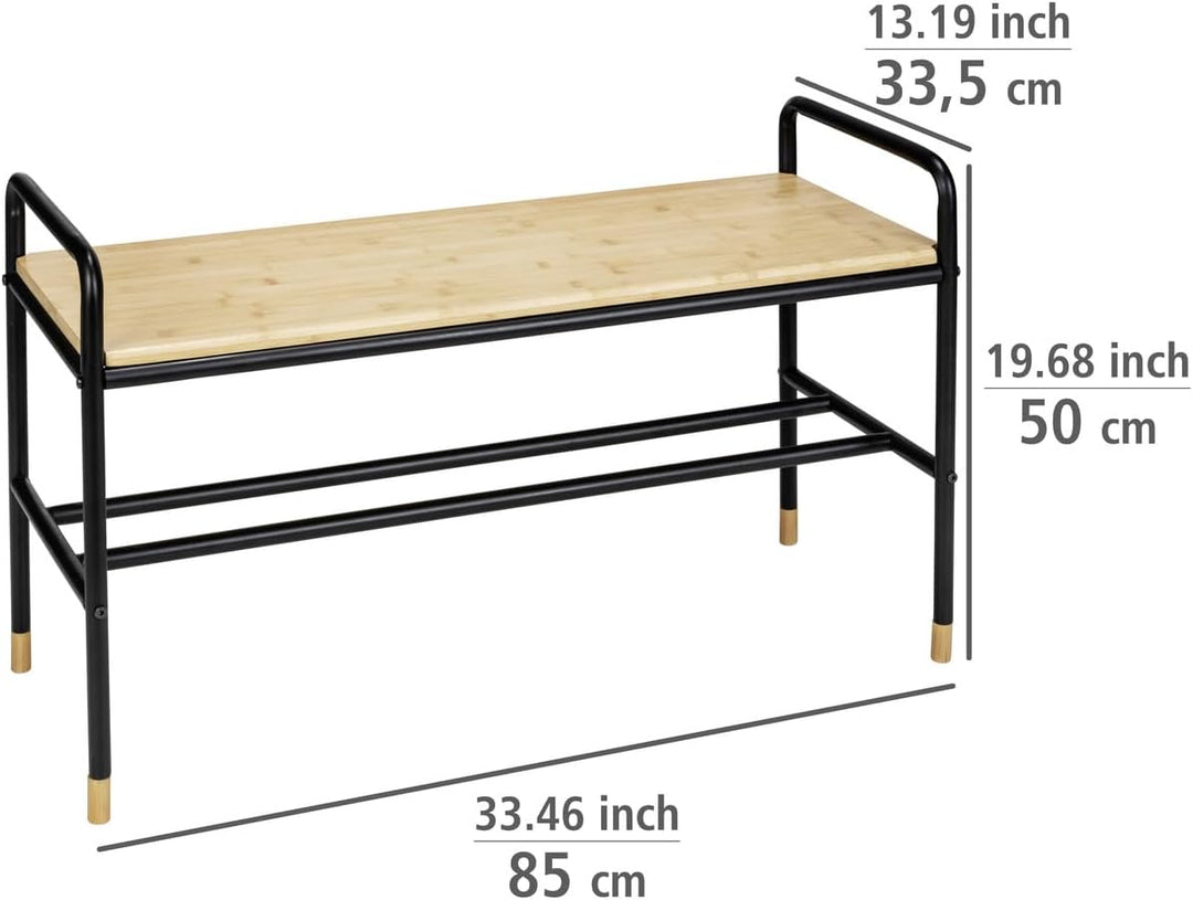 WENKO Schuhbank Loft, Schuhregal im Fabrikflair mit Ablage für bis zu 4 Paar Schuhe, aus Stahlrohr m