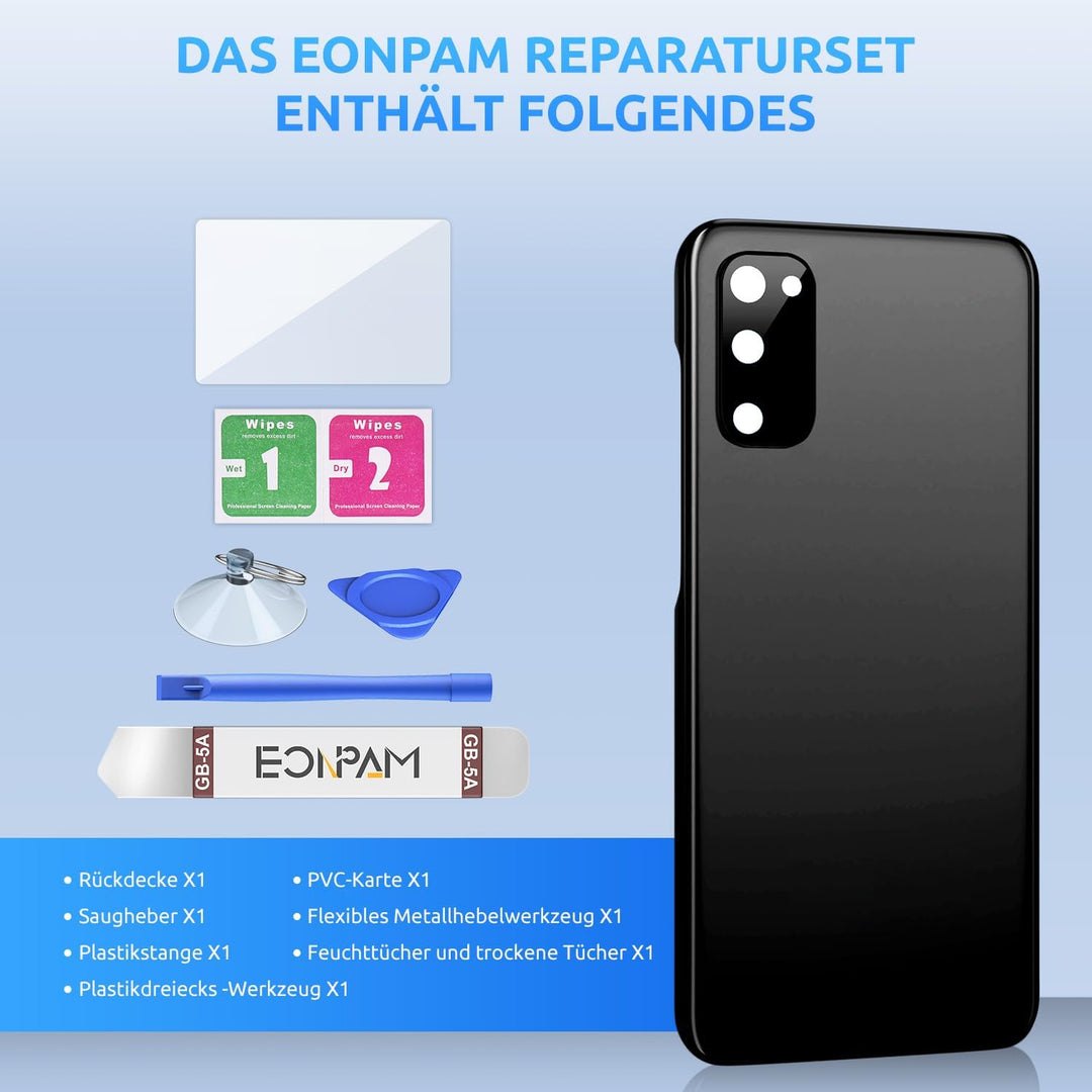 Eonpam Akkudeckel für Samsung Galaxy S20 G980, G981 Rückseite Glas Backcover Ersatz Reparatur Set mi
