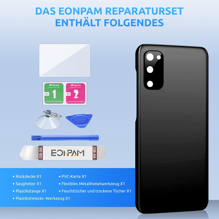 Eonpam Akkudeckel für Samsung Galaxy S20 G980, G981 Rückseite Glas Backcover Ersatz Reparatur Set mi