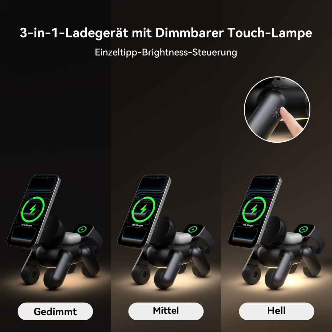 3 in 1 Ladestation für Apple Watch und iPhone AirPods MagSafe Ladegerät für iPhone Air/17/16/15/14/1