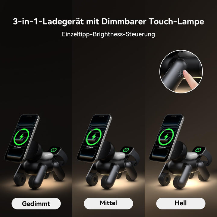 3 in 1 Ladestation für Apple Watch und iPhone AirPods MagSafe Ladegerät für iPhone Air/17/16/15/14/1