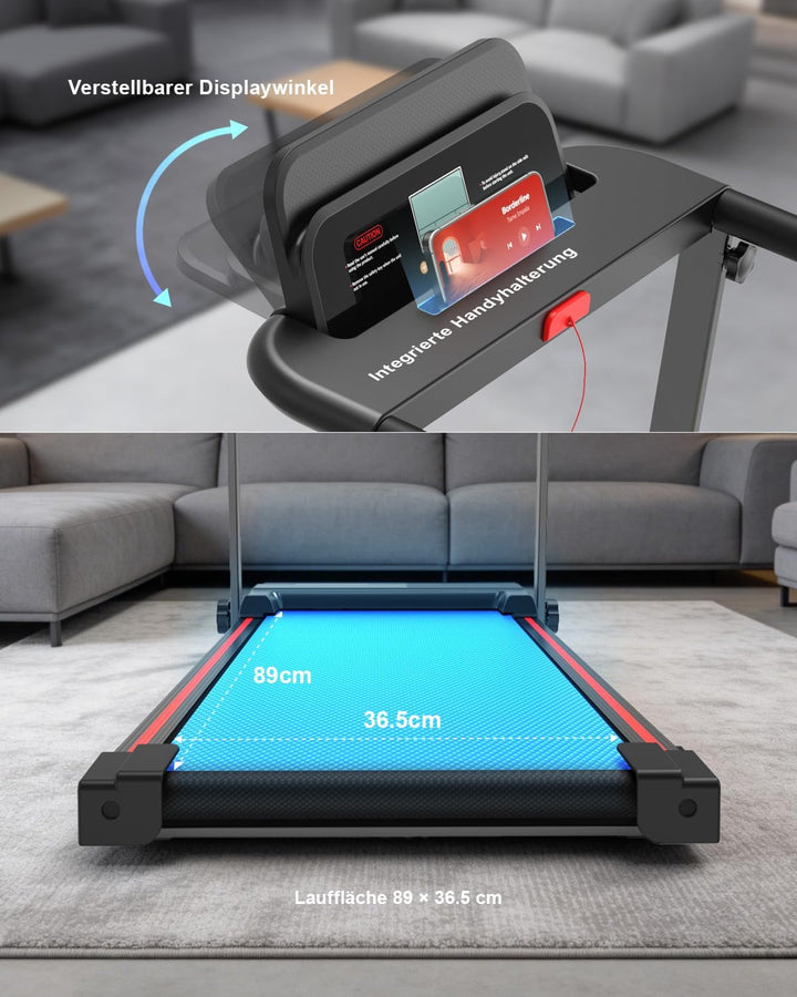 Laufband für Zuhause, Elektrisches Laufbänder mit Griff, Klappbares bis 10Km/H, Treadmill Walking Pa