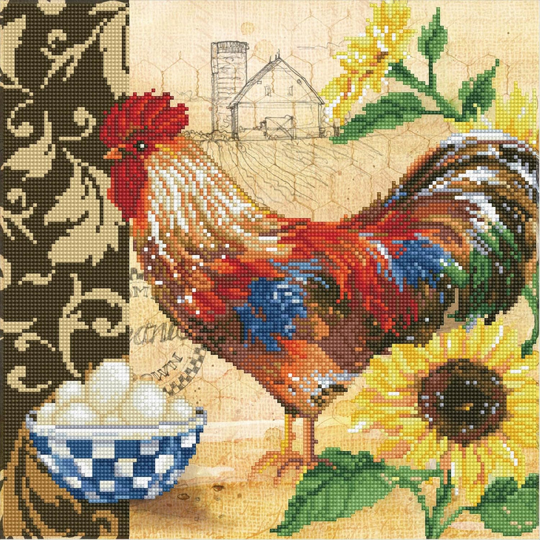 Diamond Dotz DD9-049 Country Rooster, ca. 41 x 41 cm gross, Diamond Painting, Malen mit Diamanten, f