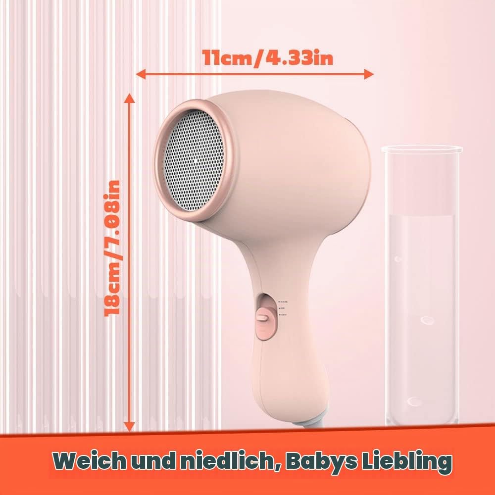 Lotvic Kinderfön, 550W Miniföhn für Mädchen, Föhn für Kinder, Kinder Föhn mit 3 Temperatur, Reiseföh