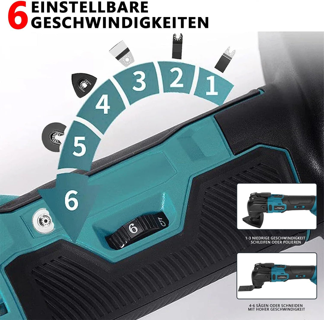 Oszillationswerkzeug, Akku Multifunktionswerkzeug für Makita Akku 18V Li-Ion, 6 Variable Geschwindig