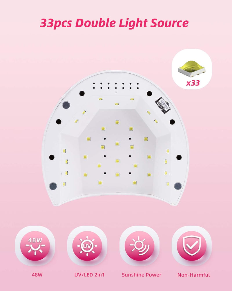 SUNUV SUN2C Nageltrockner UV LED Nagellampe für Gelnägel, 10, 30, 60, 90s Timer, Automatischer Infra