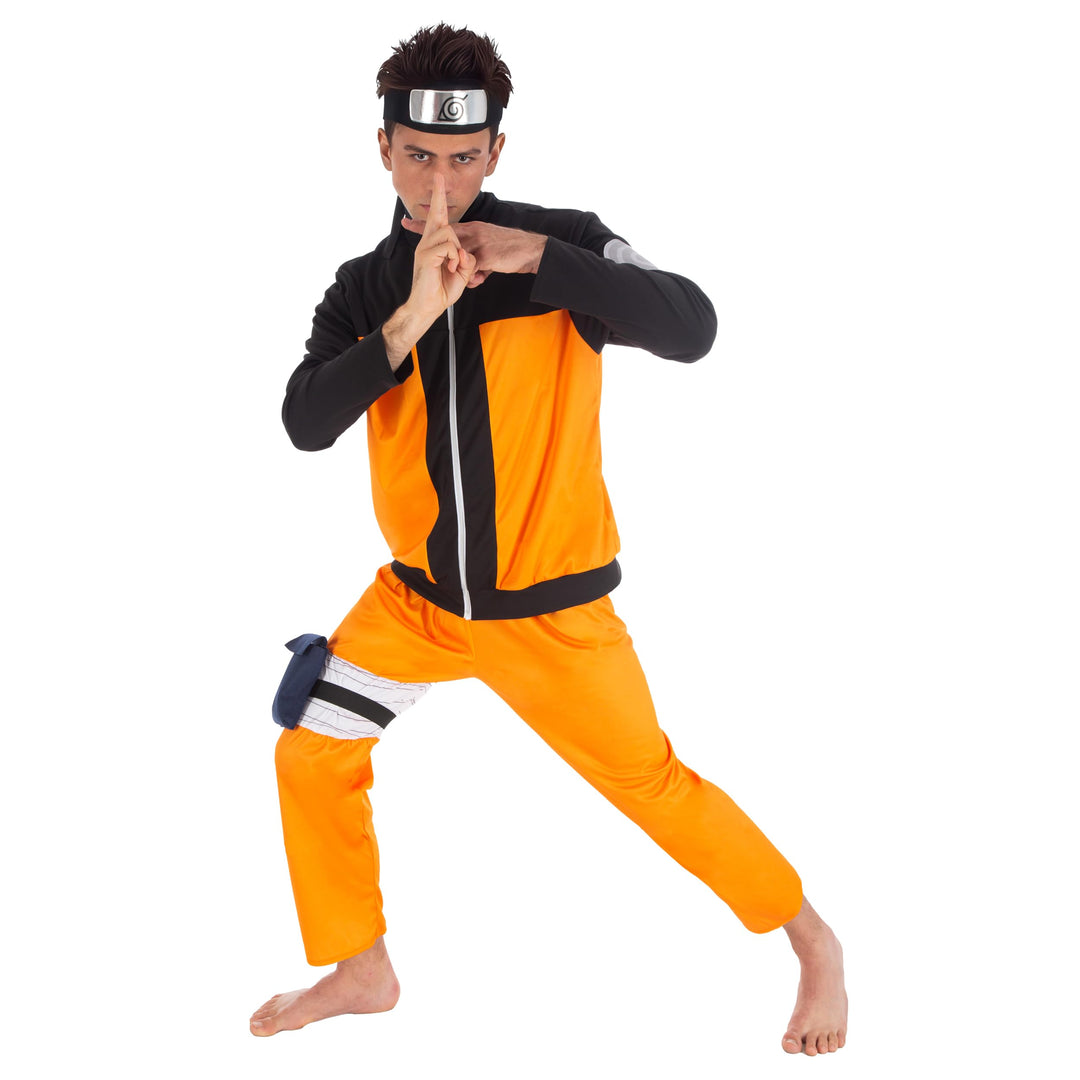 Chaks Naruto-Kostüm für Herren Anime-Kostüm orange-schwarz S