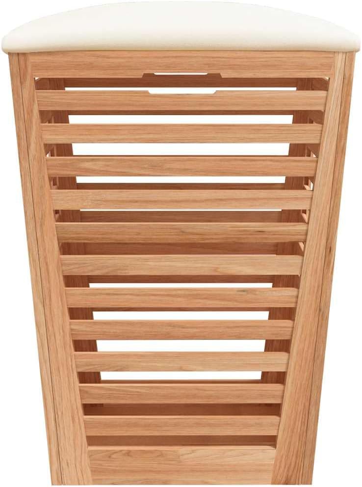 Badhocker aus Nussbaumholz mit Stauraum 40,5x40,5x56 cm, Wäschekorb und Sitzhocker für das Badezimme