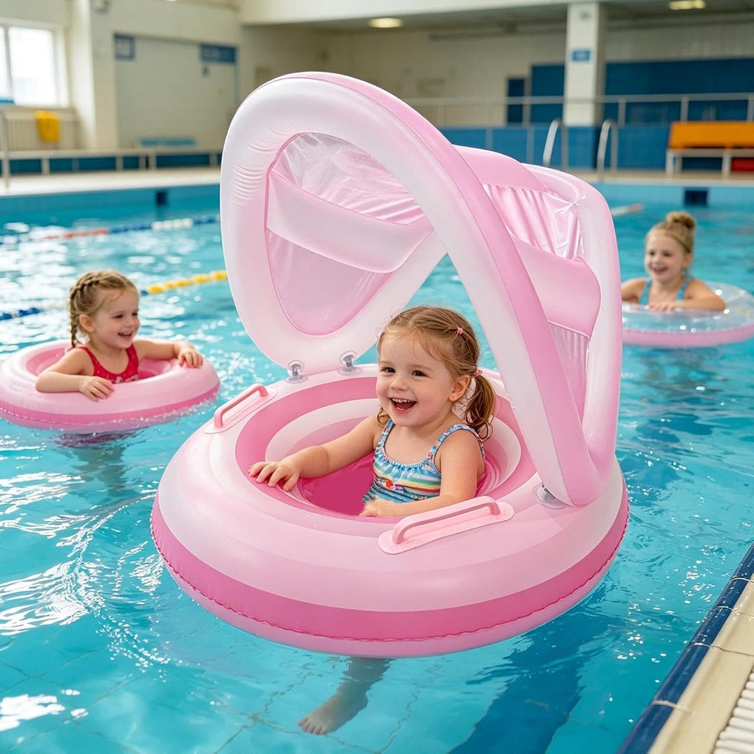 Kinder Schwimminsel mit Sonnendach - Tragbare ergonomische aufblasbare wasserdichte Schwimmhilfe - S