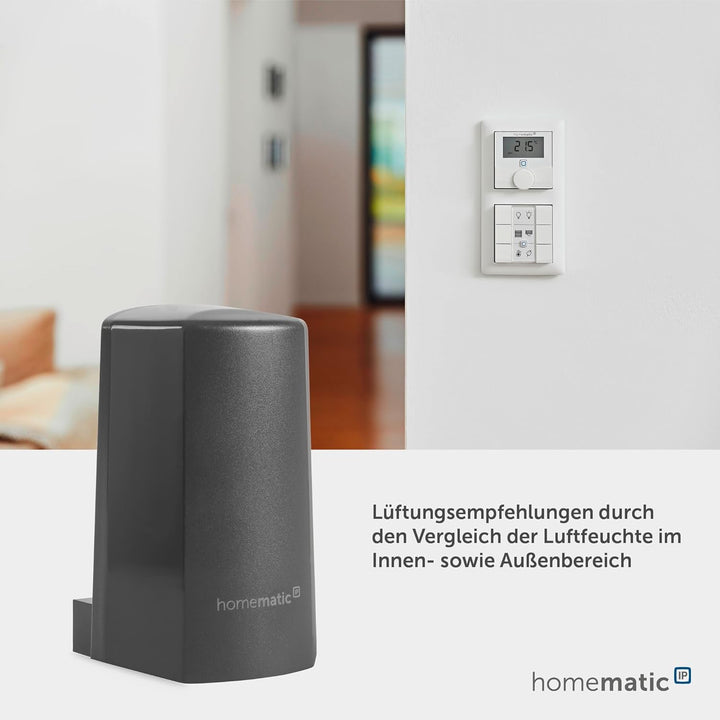 Homematic IP Smart Home Temperatur- und Luftfeuchtigkeitssensor – aussen, anthrazit, Zubehör für Ihr