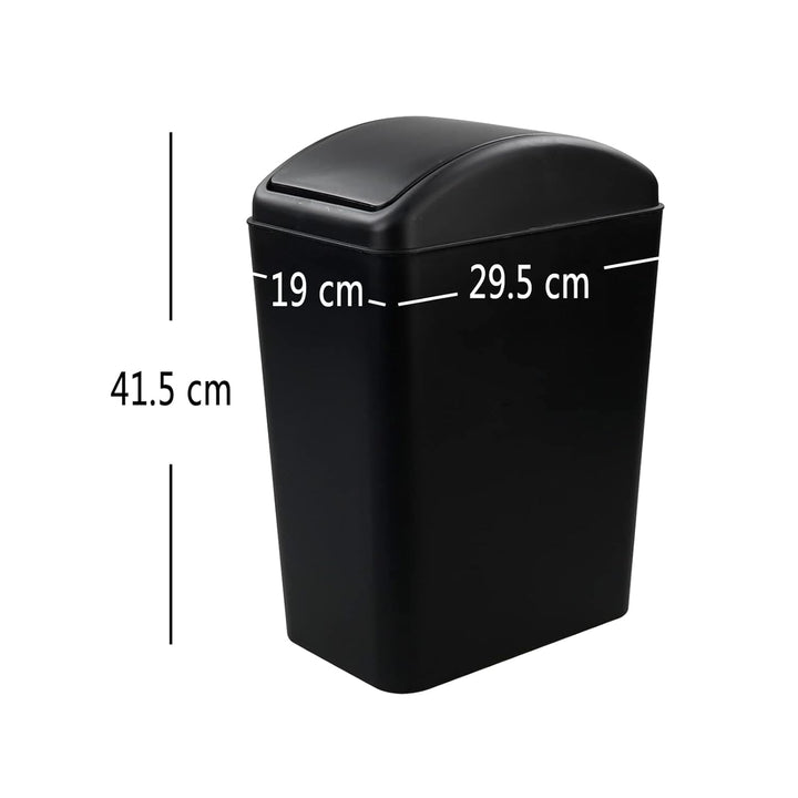 15 L Geruchshemmender Mülleimer mit Schwingdeckel, Kleiner Mülleimer mit Deckel, Schwarz, Schwarz