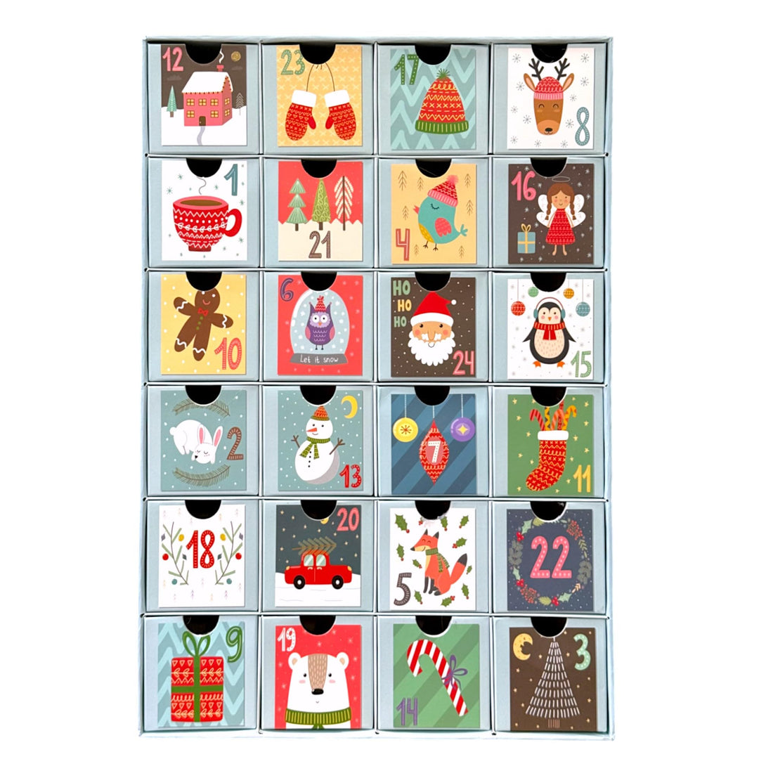 Adventskalender zum selbst Befüllen mit 24 Schubladen-Boxen, DIY-Weihnachtskalender Bastelset (Zahle