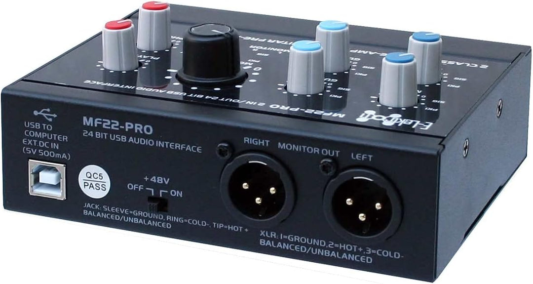 E-Lektron streaming Audio-Mixer Mischpult inkl. 24 Bit/96kHz USB Audio-Interface Soundkarte (MF22-PR