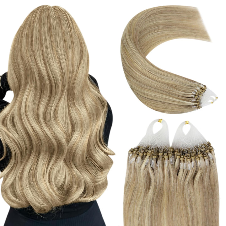 YoungSee Microring Extensions Blond Microring Extensions Echthaar 1g Blond Microring Hair Extensions
