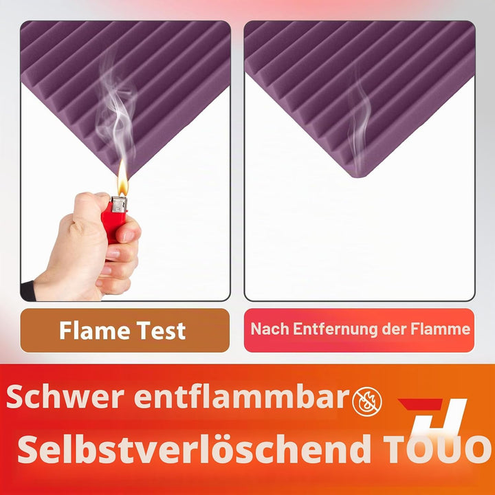 Akustikplatten, schalldichte Schaumstoffplatten für die Wand, 30,5 x 30,5 x 2,5 cm, schwer entflammb
