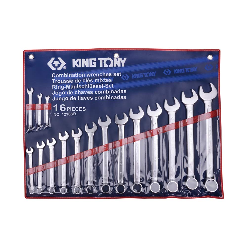 king tony Estuche de Llaves Combinadas 1/4"-1-1/4" - 16 Pzas