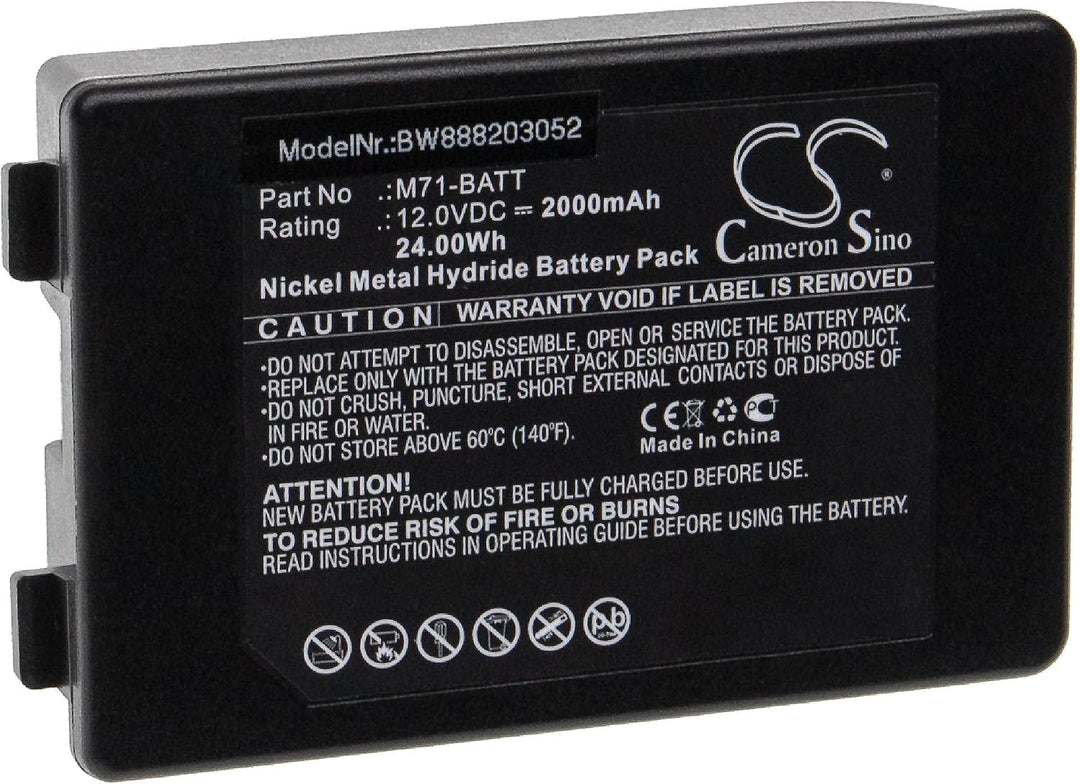 vhbw Akku kompatibel mit Brady BMP71 Drucker Kopierer Scanner Etiketten-Drucker (2000mAh, 12V, NiMH)