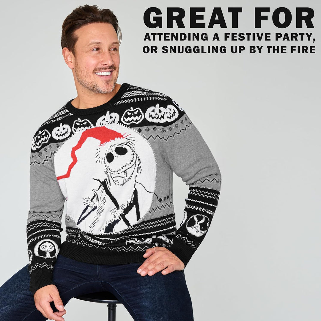 Disney Weihnachtspullover Herren, Warmer Pullover – Geschenk für Männer und Teenager, Schwarz/Multi