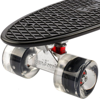 FunTomia Skateboard 57cm Mini-Cruiser Board mit T-Tool, ABEC-9 Kugellager, LED Rollen, Kinder Anfäng