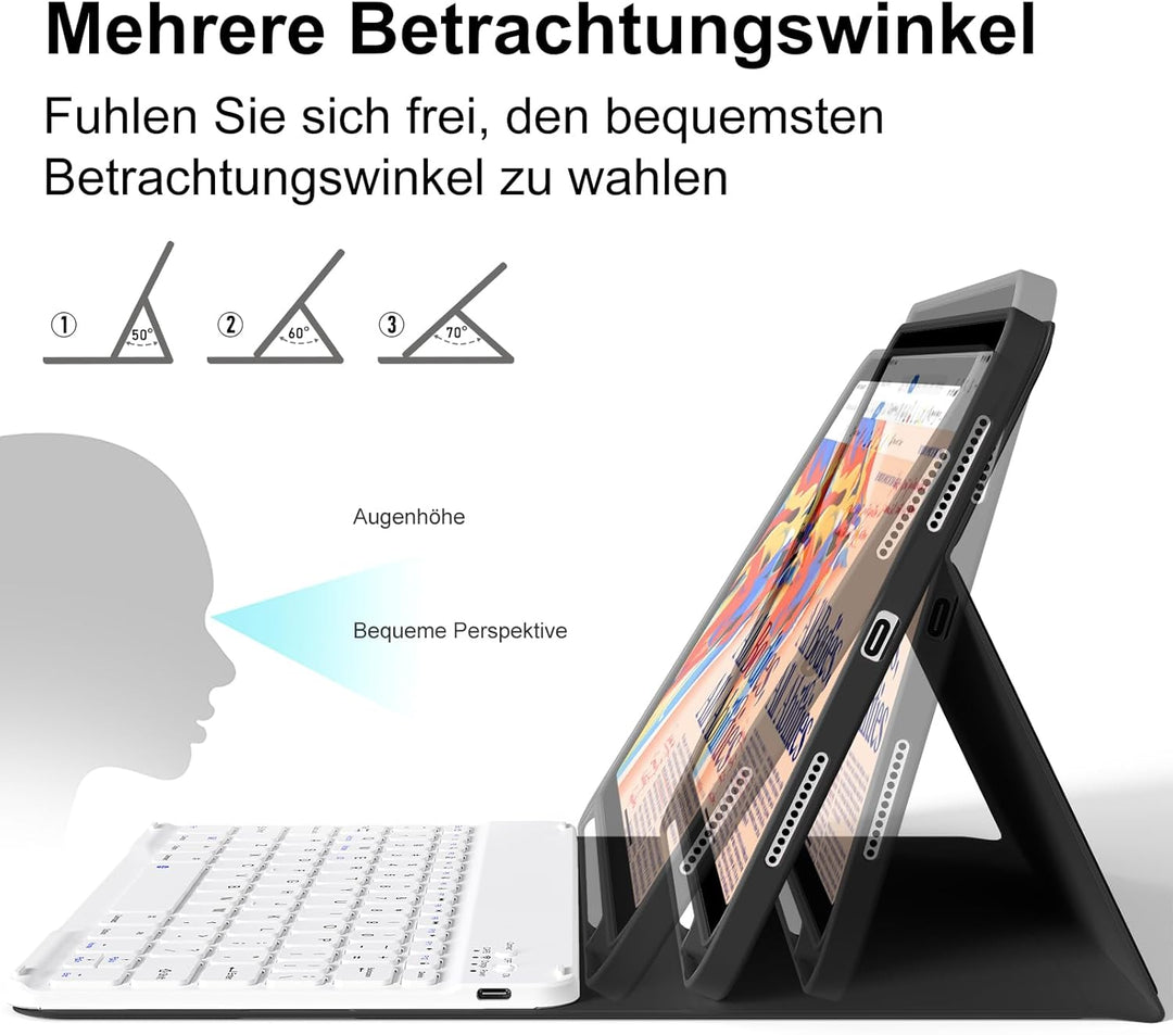 Tastatur Hülle für iPad 10. Generation 10,9" 2022 & iPad 11th Gen A16 2025 mit Stifthalter, TPU Rück
