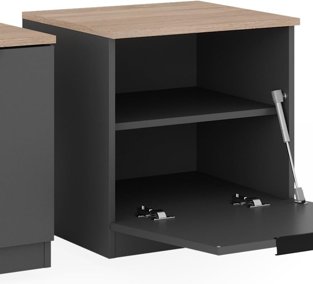 Vicco Nachttisch Betti, Anthrazit/Eiche, 50 x 50 cm 2er Set, 50 x 50 cm 2er Set