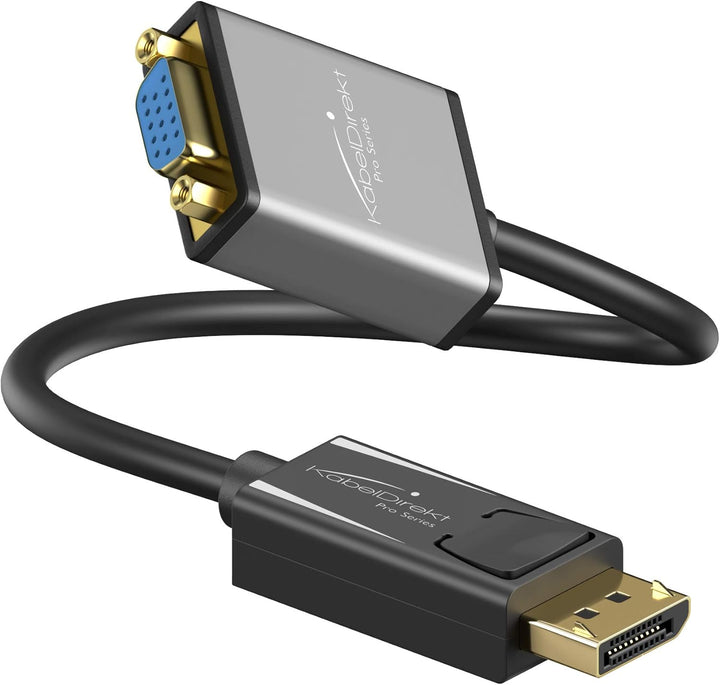 KabelDirekt – DisplayPort DP auf VGA Adapter – 0,15m (maximale Auflösung 1920 x 1200/60Hz, geeignet