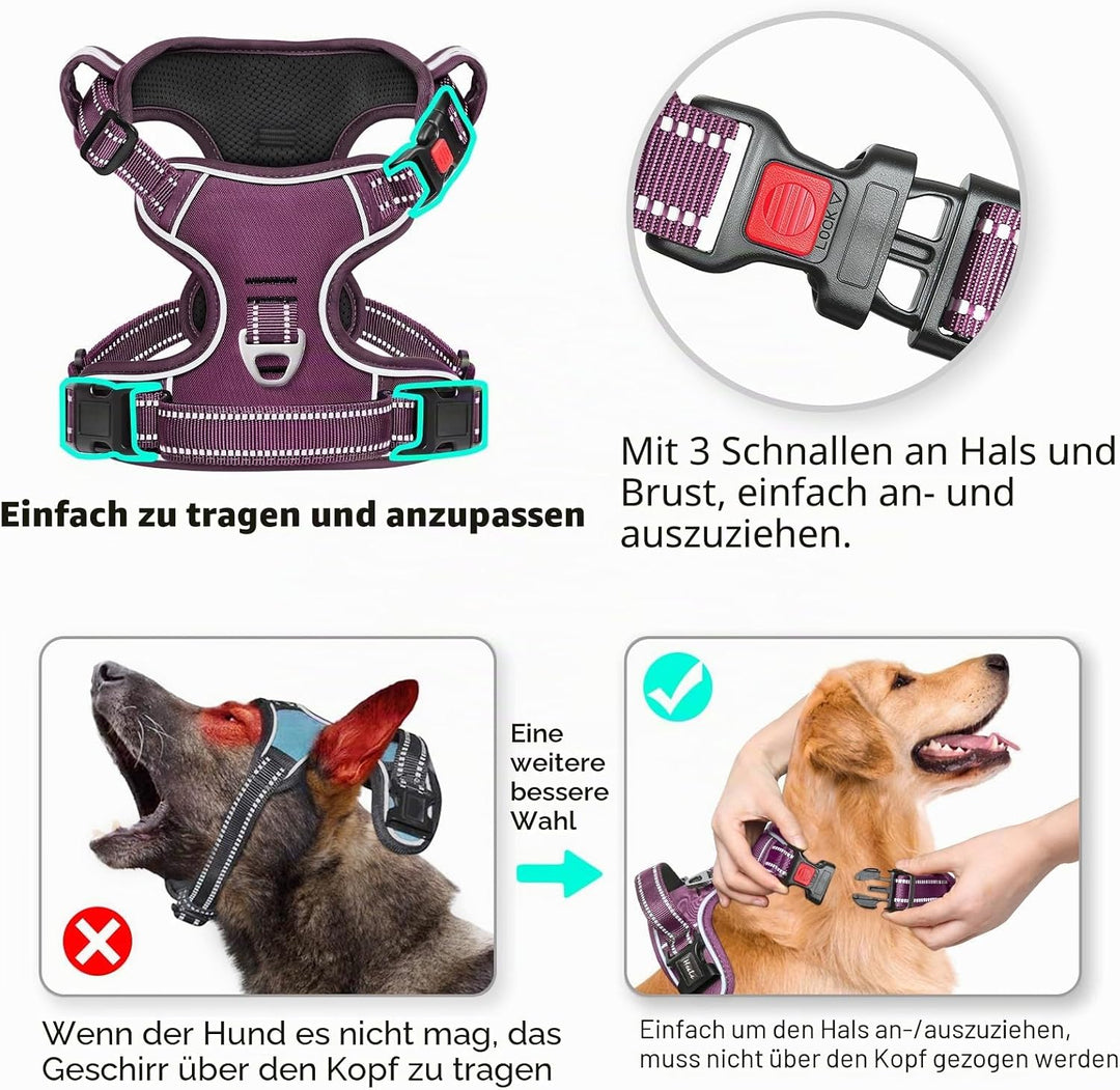 HEELE Hundegeschirr, Brustgeschirre für Hunde, Laufgeschirre Hund mit abschliessbarem Schnappverschl
