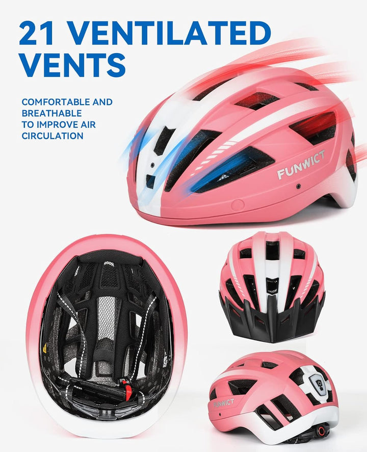 FUNWICT Fahrradhelm mit Visier für Herren Damen, Leichte Fahrradhelm mit Magnetischem Brille und USB