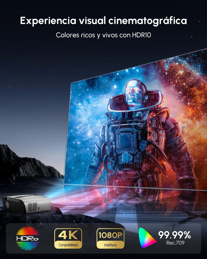 4K Autofokus Beamer Tageslicht UHD Film Gaming Projektor LED Smart Videoprojektor WiFi Bluetooth NFC