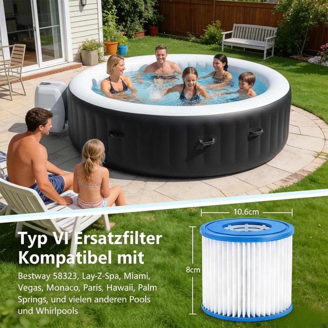 12 Stück Filter für Whirlpool Lay-z-Spa Filter VI für Bestway Whirlpool | Filterkartusche VI für Bes