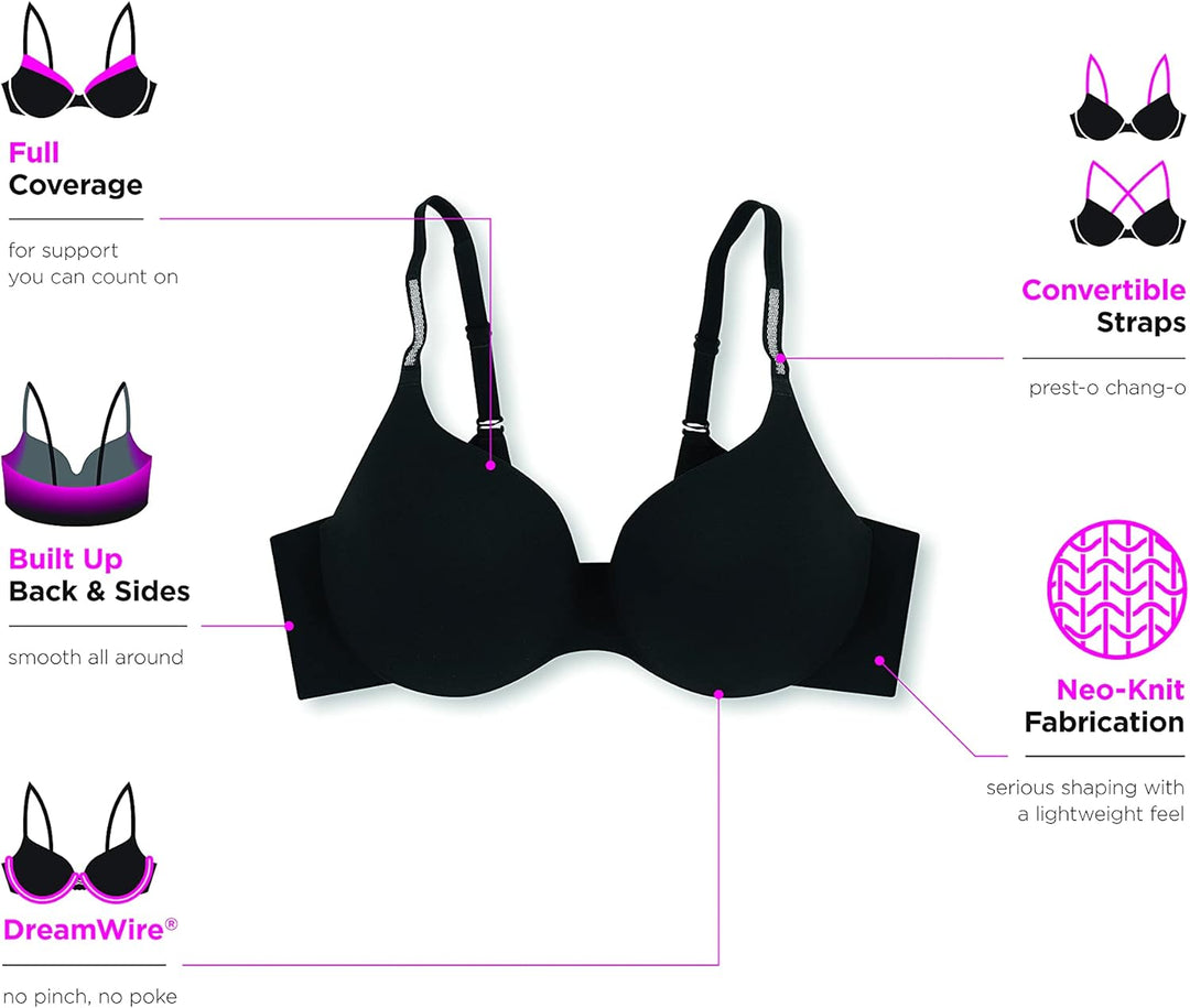 Maidenform Damen Maidenform Comfort Devotion Full Coverage Underwire BH mit voller Abdeckung, Schwar