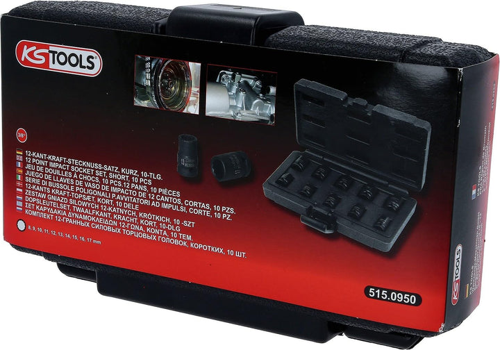 KS Tools 515.0950 3/8" 12-kant-Kraft-Stecknuss-Satz, kurz, 10-tlg.