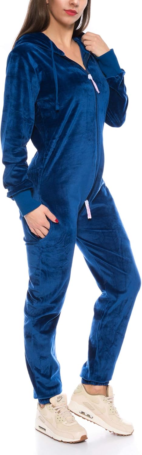 Crazy Age Damen Jumpsuit aus Samt (Nicki, Velvet) Wohlfühlen mit Style. Elegant, Kuschelig, Weich. O