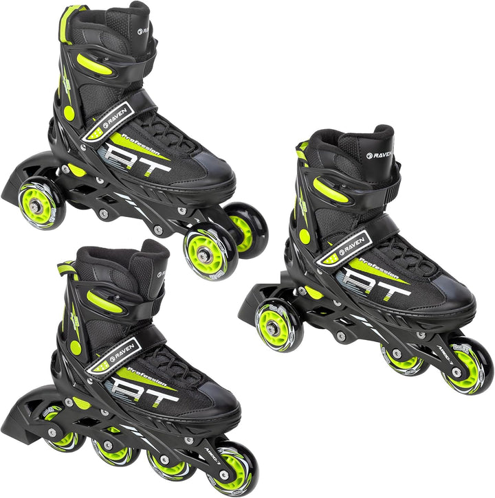 RAVEN Profession 3in1 Inlineskates Triskates Rollschuhe Inliner für Kinder und Erwachsene verstellba