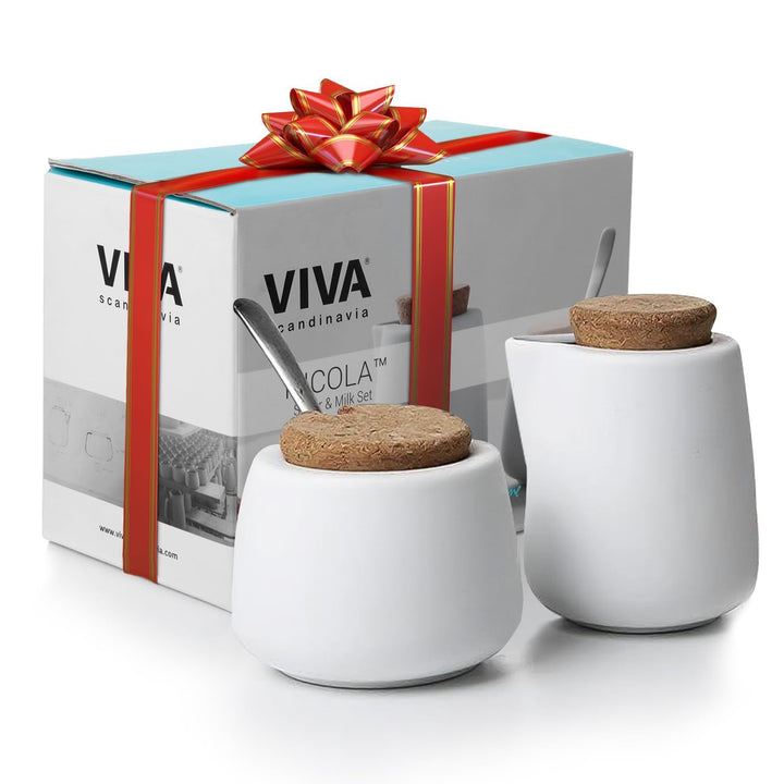 Viva Nicola Zucker- und Milchkännchen-Set, Kaffee- und Tee-Servierset aus Porzellan – Sahnekännchen